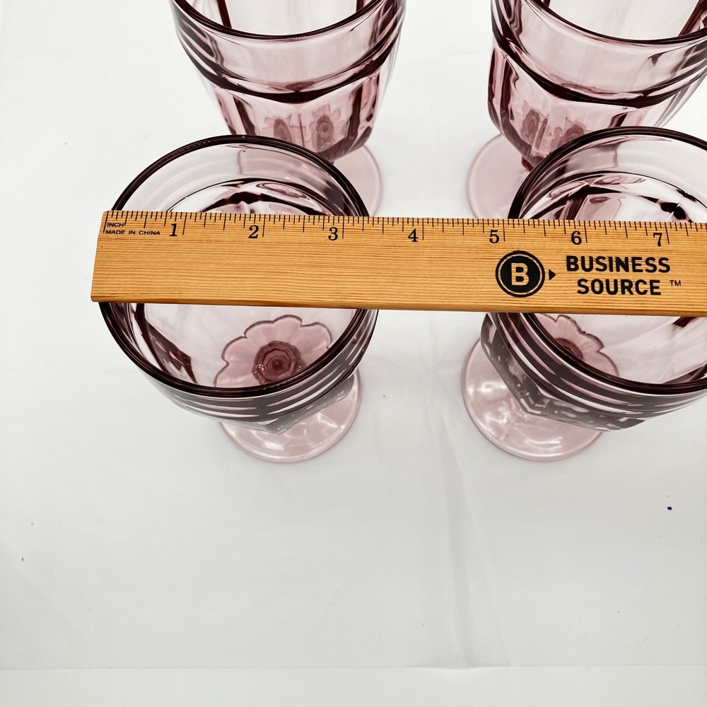 VTG Libbey Duratuff Gibraltar Pink Goblet 16oz Iced Tea Glasses Retro Barware 4 - Picture 5 of 10